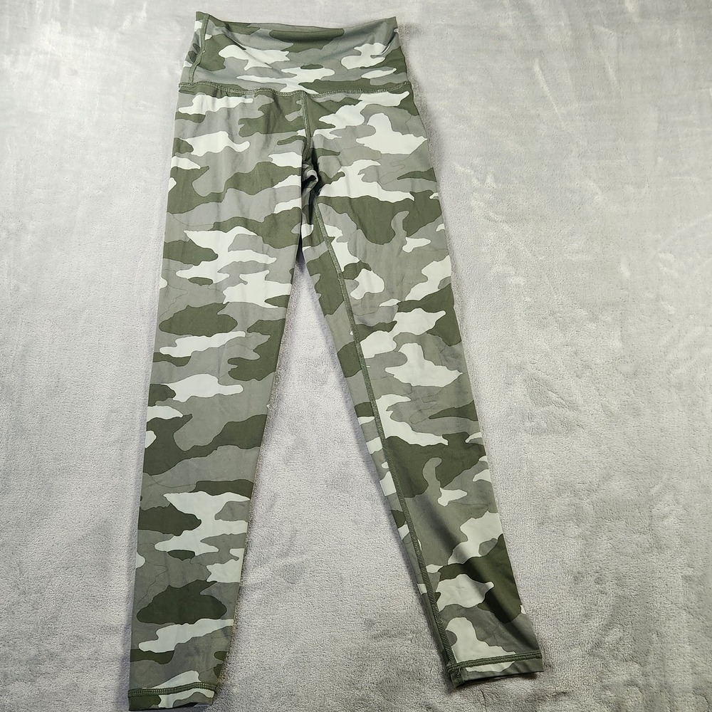 AERIE CHILL PLAY MOVE Athletic Leggings Sz S Green Camouflage Stretchy Pull On